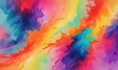 Fototapeta premium Vibrant hues blend, textured paper Abstract watercolor wash , art, shades, artistic