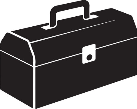 Tool Box Silhouette Vector – Black Maintenance Container Illustration