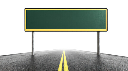 Blank road sign on asphalt highway vanishing into the darkness ahead