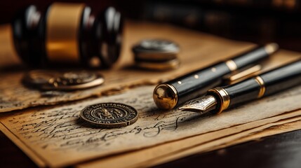 Vintage pens and documents