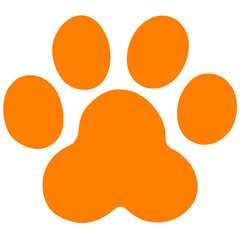 orange silhouette cat paw icon