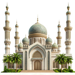 Majestic Islamic architecture with intricate minarets and a prominent dome design