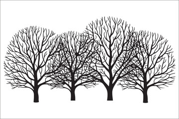 Winter Tree Vector Bundle | Bare Trees Clipart | Seasonal Forest SVG Collection