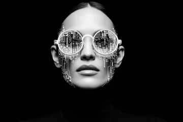 Elegant woman wearing sunglasses with digital design. © Agent Neptunus