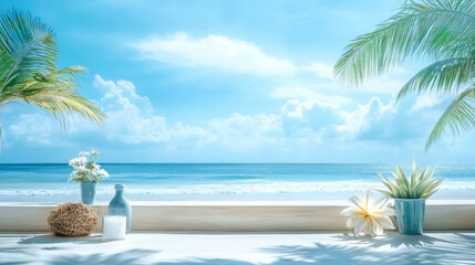 Summer Vacation - Accessories In Bag In Tropical Beach