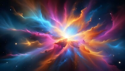 Fototapeta premium Vivid and beautiful nebula, exploding with bright colors, and full of stellar formations.