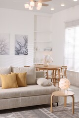 Beautiful living room with stylish furniture. Interior design