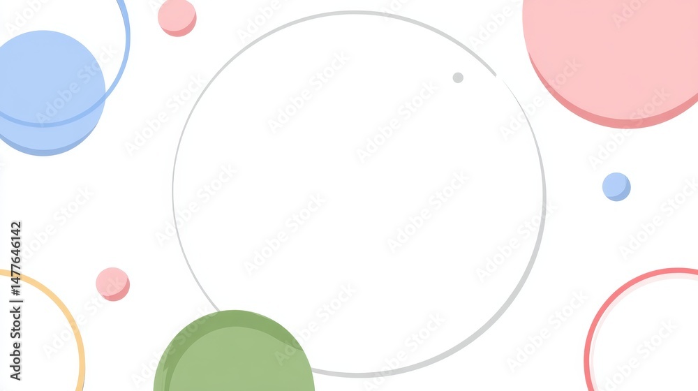 Poster pastel circles overlapping in dynamic abstract pattern, forming soft geometric design with circular 