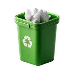 Green Recycling Bin Filled with Paper