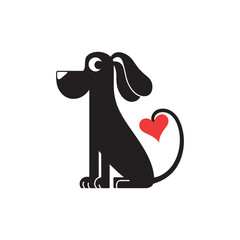 Cute dog heart vector illustration design