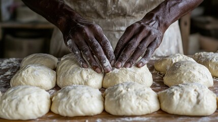 Fototapeta premium Hands shaping dough for bread