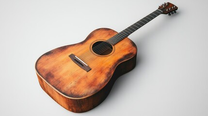 Obraz premium Vintage acoustic guitar, weathered wood, classic design