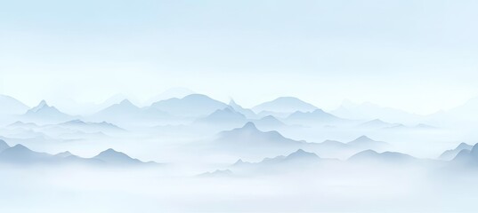 A panoramic view of mist-covered mountain ranges