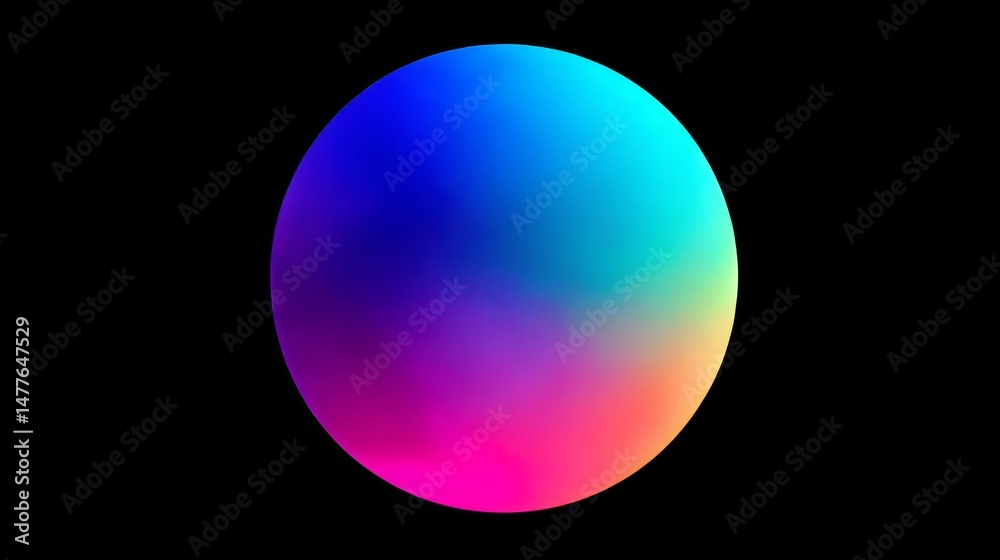 Poster abstract color orb: a gradient sphere floating in the dark, perfect for modern design projects and d