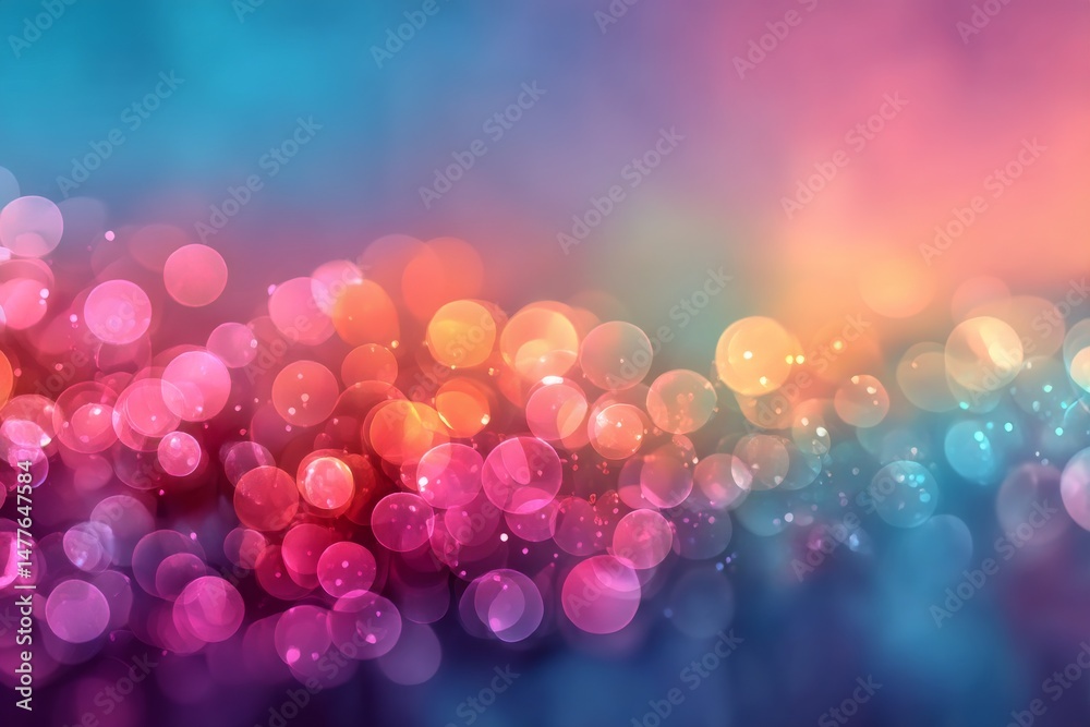 Poster Abstract Festive Bokeh: Sparkling Lights on a Vibrant Gradient Background.