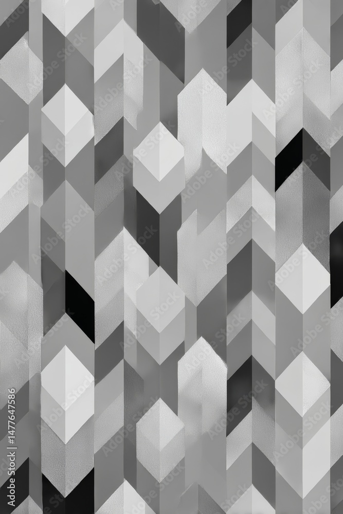 Fototapete abstract geometric pattern in shades of gray, featuring cubes and arrow shapes for a modern and eleg