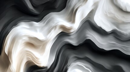 Obraz premium Abstract Flow: Monochromatic Waves in a Textured, Contrasting Design with Shades of Gray and Cream, Emphasizing Fluidity 
