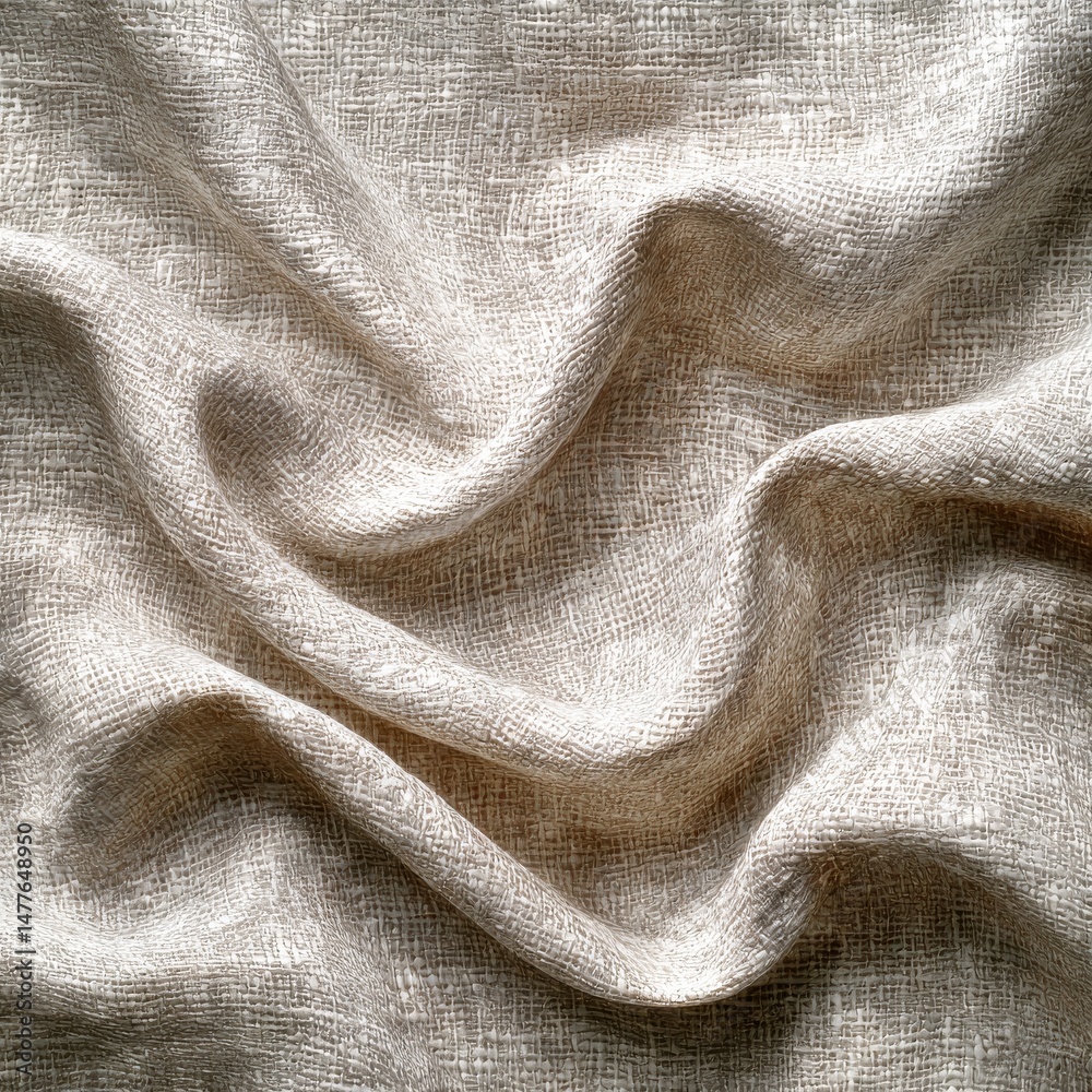 Leinwandbilder Elegant Beige Fabric Texture with Gentle Draping - A Textured Background for Various Design Applications.