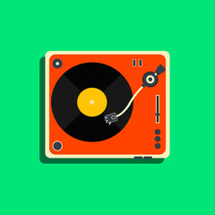Obraz premium Vintage Turntable Vinyl Music Player Loop Flat Design Animation