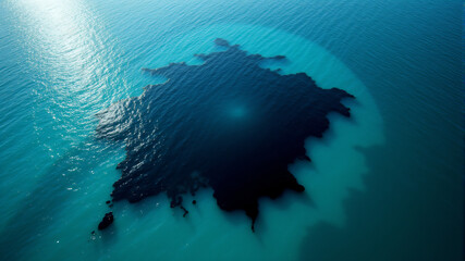 Naklejka premium Mystery of Submerged Island Revealed in Aerial View