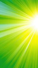 Obraz premium Bright sunlight radiating from central point, generating dynamic green and yellow background pattern representing natural energy and seasonal vibrancy