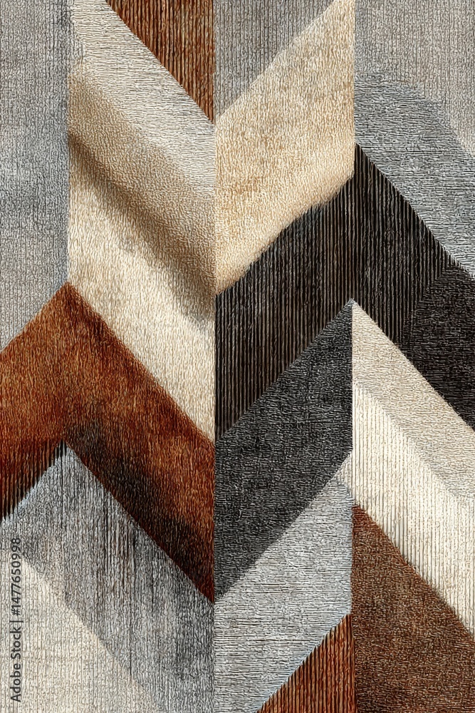 Leinwandbilder textured chevron abstract with varied neutral tones and depth, creating a modern geometric design wi