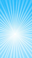 Obraz premium Luminous sun rays spreading from central white point, generating dynamic light blue starburst pattern with radiant geometric symmetry