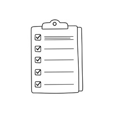 Checklist with checkmarks on clipboard in simple design  