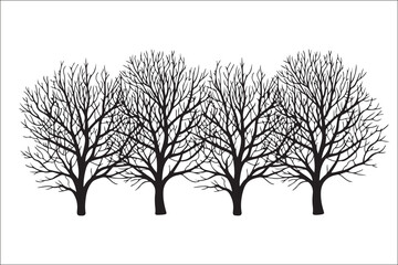 Obraz premium Tree Silhouettes Vector Set – Aspen, Cherry, Fir, Palm & More in Black