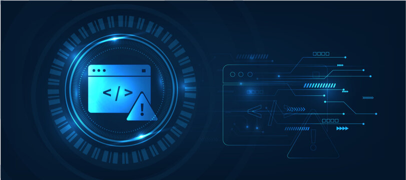 code error alert for developer blue technology background