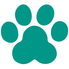 teal green silhouette cat paw icon