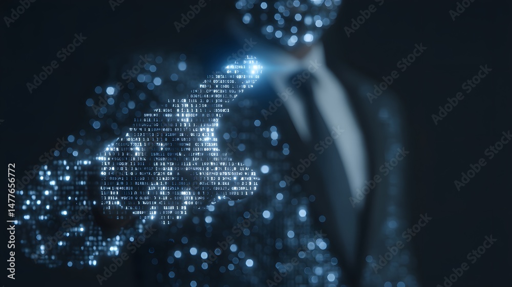 Poster Vibrant dynamic display of digital data and information flowing through a complex technological network representing the power and potential of modern communication and connectivity