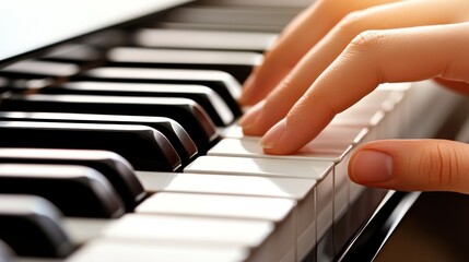 Obraz premium Close-up of hands playing piano keys (1)