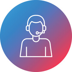 Customer Service Agent Line Gradient Circle Background Icon