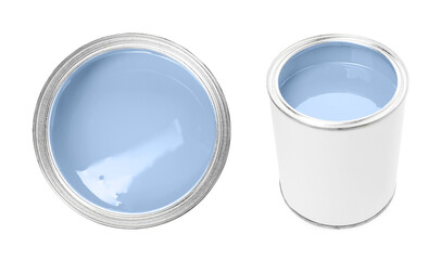 Pastel paint in can isolated on white. Top and side view