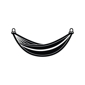 recommend clip art: Black and white vector illustration of a hammock symbolizing leisure relaxation comfort and vacation