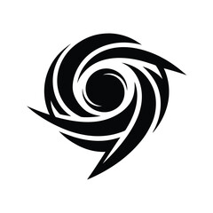 Abstract black spiral swirl design element creating a sense of movement on a white background perfect for a logo