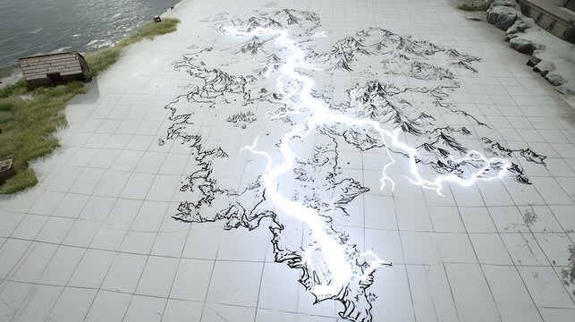 interface with animated grid and energy paths