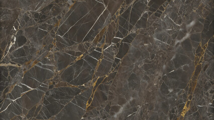 Luxurious dark grey marble with gold veins for elegant design. A high-resolution image showcasing a sophisticated dark grey marble slab with striking gold veins.