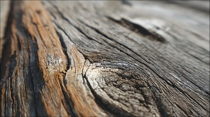 Obraz premium Weathered Wood Grain: A close-up shot reveals intricate patterns and textures of aged wood surface.