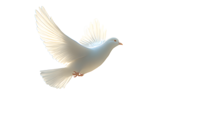 Graceful White Dove in Flight Surrounded by Light Symbolizing Peace and Freedom