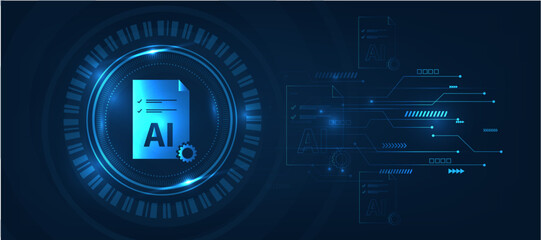 file document management with artificial intelligence icon  futuristic modern cyber background
