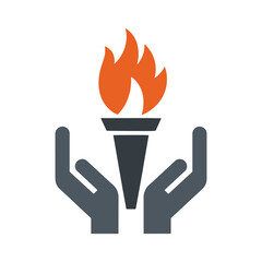 Hand holding a fire torch vector icon design