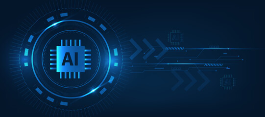 Obraz premium artificial intelligence chip with futuristic modern cyber background