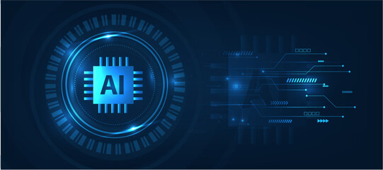 artificial intelligence chip with futuristic modern cyber background