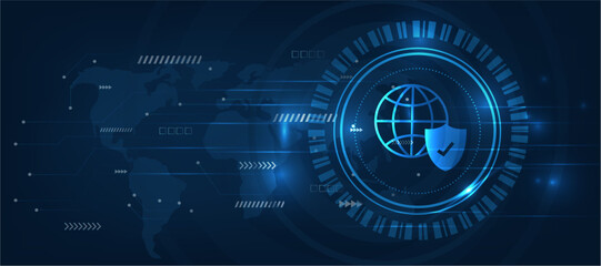 Obraz premium concept of web app protection over internet, icon of www futuristic modern cyber background