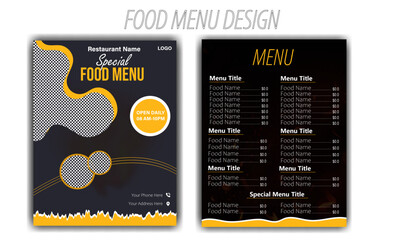  fast Food Manu Design a4 size and food Menu design restaurant business marketing social media post or web banner template design with abstract