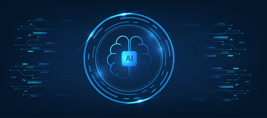 concept of  artificial intelligence icon  futuristic modern cyber background