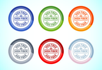 High fiber food icon design illustration. High fiber badge label 6 color button design set