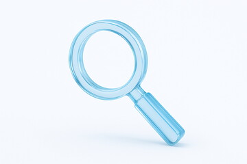 3D Magnifying Glass Icon in Transparent Blue